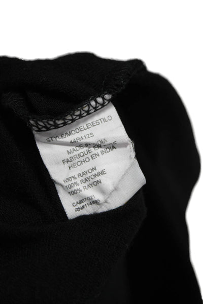 RD Style Womens Pullover T-Shirt Black Rayon Scoop Neck Short Sleeve Size M