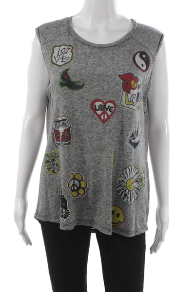 Lauren Moshi Womens Gray Rayon Round Neck Sleeveless Basic Tank Size S
