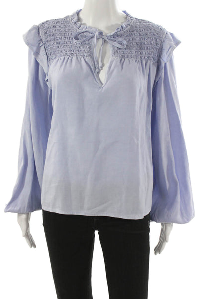 Bella Dahl Women Blue V-Neck Long Sleeve Tencel Blouse Size M