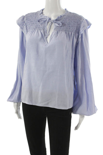 Bella Dahl Women Blue V-Neck Long Sleeve Tencel Blouse Size M