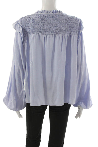 Bella Dahl Women Blue V-Neck Long Sleeve Tencel Blouse Size M
