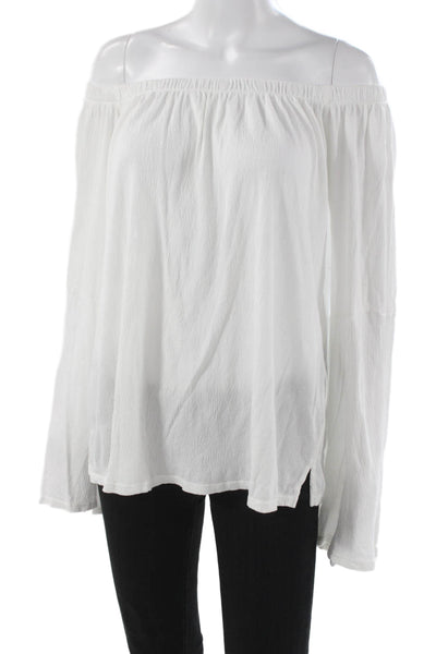 Michael Lauren Women Off Shoulder Long Sleeve Basic Blouse White Size S