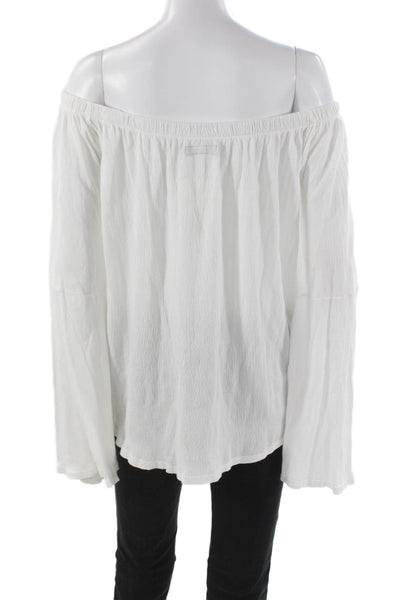 Michael Lauren Women Off Shoulder Long Sleeve Basic Blouse White Size S