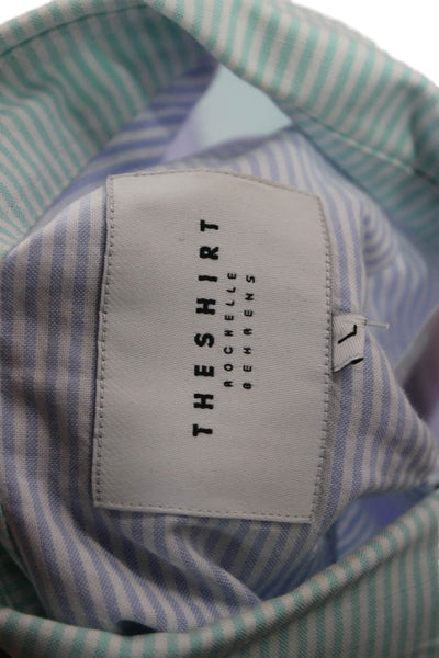 The Shirt Womens Collared Striped Pink Button Up Short Sleeve Cotton Size L
