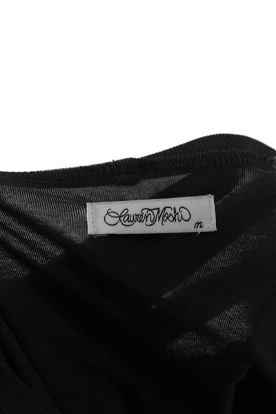 Lauren Moshi Womens Basic Lucky Graphic Crew Neck Black T-Shirt Size M