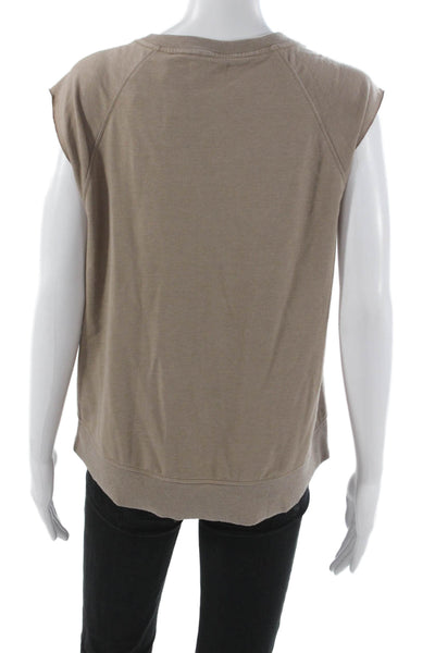 Sundays Womens Basic Lace Up V Neck Beige Tank Size 2