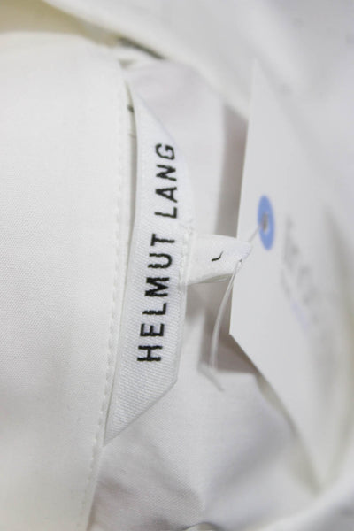 Helmut Lang Women White Cotton Collared Button-Up Cap Sleeve Basic Size L