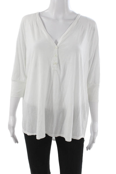 Michael Lauren Women Pullover V-Neck 3/4 Sleeve White Tencel Size M