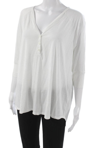 Michael Lauren Women Pullover V-Neck 3/4 Sleeve White Tencel Size M
