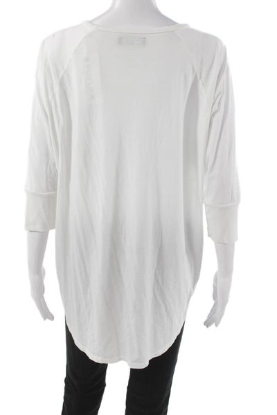 Michael Lauren Women Pullover V-Neck 3/4 Sleeve White Tencel Size M