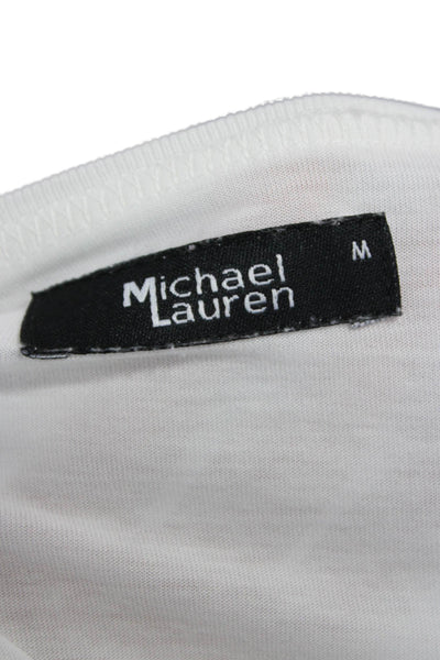 Michael Lauren Women Pullover V-Neck 3/4 Sleeve White Tencel Size M