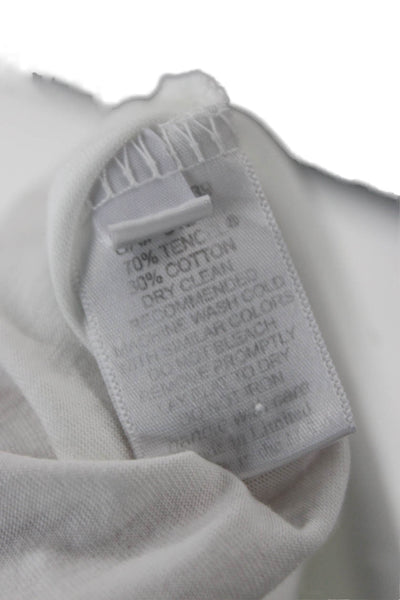 Michael Lauren Women Pullover V-Neck 3/4 Sleeve White Tencel Size M