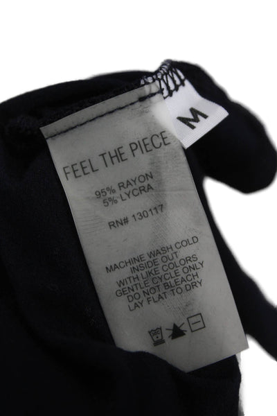 Feel The Piece Women Blue Basic Tank Top Scoop Neck Sleeveless Rayon Size M