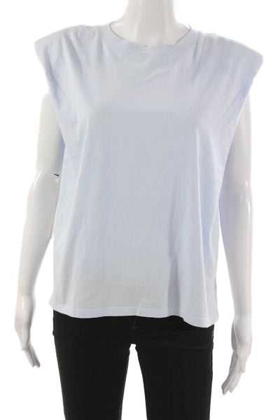 Babaton Women Blue Cotton Basic Sleeveless Tank Crew Neck Size S