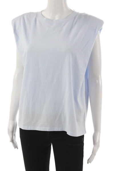 Babaton Women Blue Cotton Basic Sleeveless Tank Crew Neck Size S