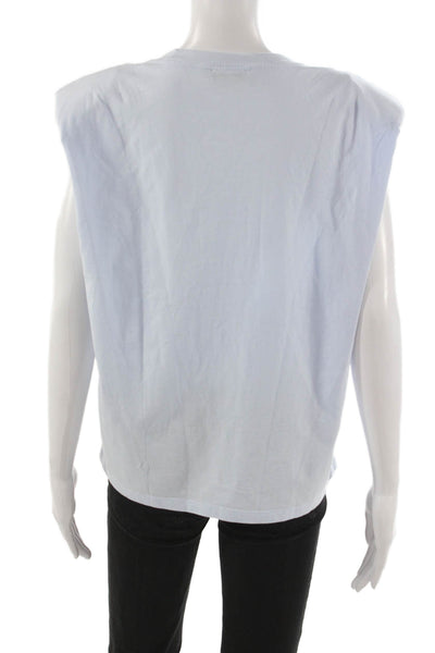 Babaton Women Blue Cotton Basic Sleeveless Tank Crew Neck Size S