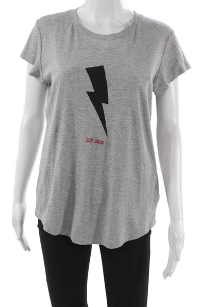 Zadig & Voltaire Women Basic Gray Cotton Short Sleeve T-Shirt Size L