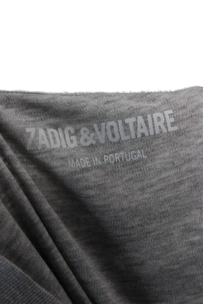 Zadig & Voltaire Women Basic Gray Cotton Short Sleeve T-Shirt Size L