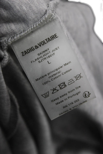 Zadig & Voltaire Women Basic Gray Cotton Short Sleeve T-Shirt Size L