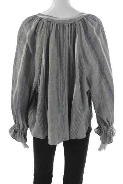 Acrobat Women Silk Sleeveless V-Neck Pullover Hoodie Gray Drawstring Size L