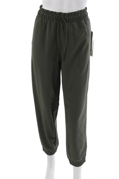 Athleta Unisex Jogger Pants Green Drawstring Polyester Solid Fall Size 4