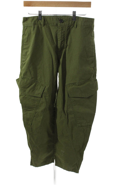 Madewell Womens Cargo Pants Green Button Cotton Inseam 27 Size 4