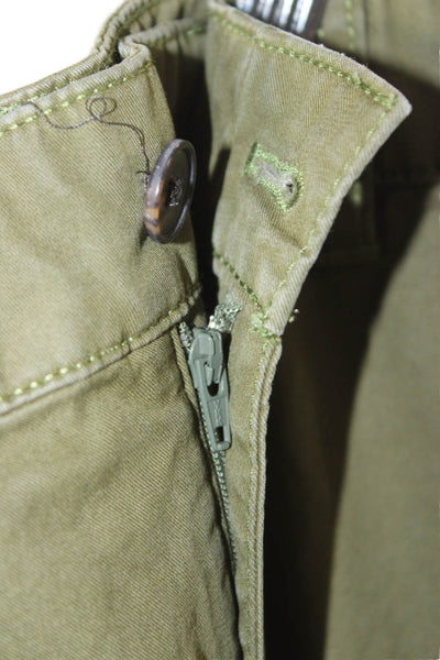 Madewell Womens Cargo Pants Green Button Cotton Inseam 27 Size 4