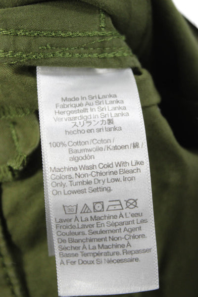 Madewell Womens Cargo Pants Green Button Cotton Inseam 27 Size 4