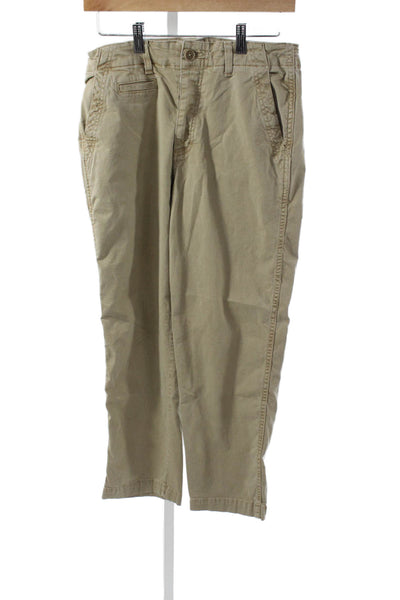Amo Women Chino Pants Beige Cotton Button Closure Size 27