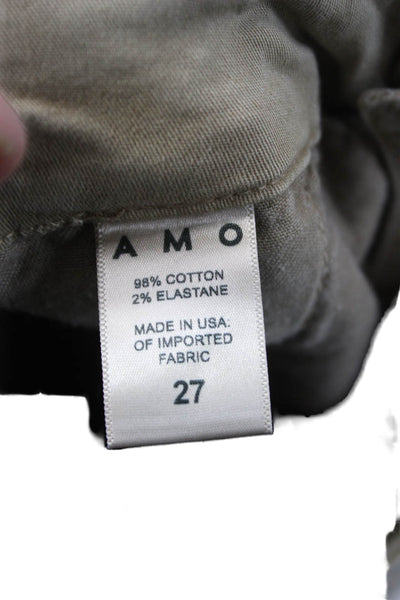 Amo Women Chino Pants Beige Cotton Button Closure Size 27