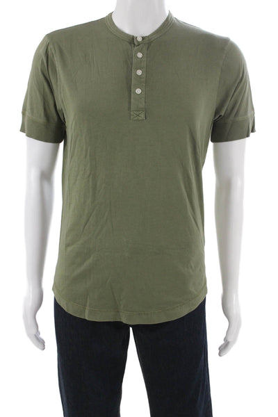 Buck Mason Mens Basic Henley T-Shirt Green Cotton Short Sleeve Size S