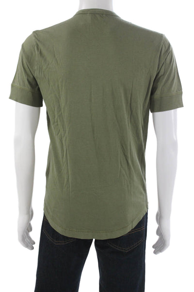 Buck Mason Mens Basic Henley T-Shirt Green Cotton Short Sleeve Size S