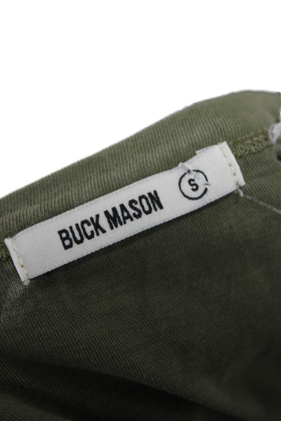 Buck Mason Mens Basic Henley T-Shirt Green Cotton Short Sleeve Size S