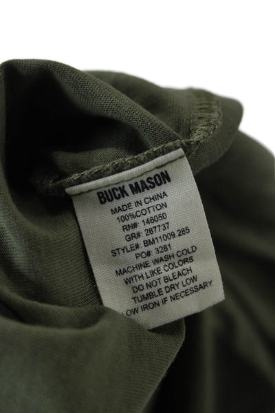 Buck Mason Mens Basic Henley T-Shirt Green Cotton Short Sleeve Size S