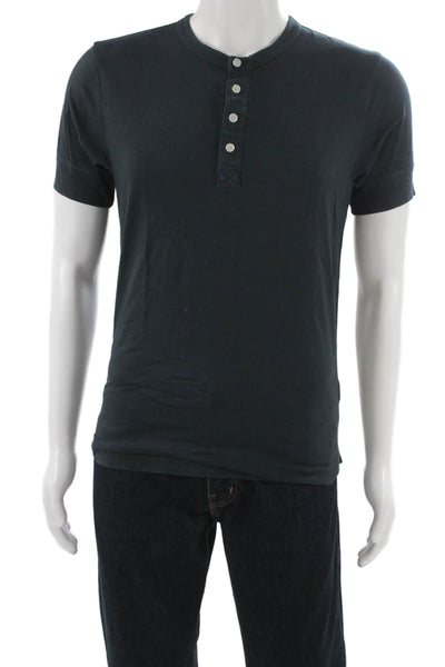 Buck Mason Mens Henley Short Sleeve T-Shirt Black Cotton Size XS
