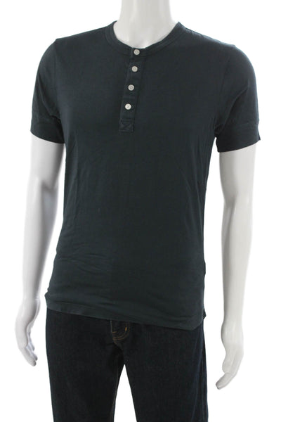 Buck Mason Mens Henley Short Sleeve T-Shirt Black Cotton Size XS