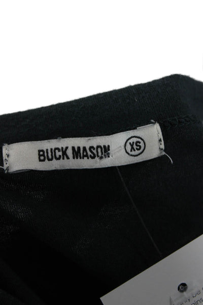 Buck Mason Mens Henley Short Sleeve T-Shirt Black Cotton Size XS