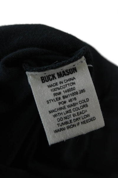 Buck Mason Mens Henley Short Sleeve T-Shirt Black Cotton Size XS