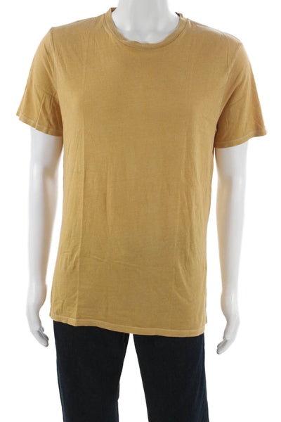Alex Mill Mens Basic Gold Cotton Crew Neck Short Sleeve T-Shirt Size M