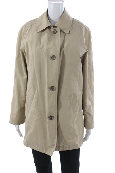 Allegri Women Raincoat Beige Polyester Button Long Sleeve Size M