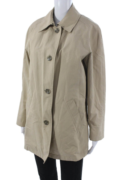 Allegri Women Raincoat Beige Polyester Button Long Sleeve Size M