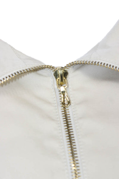 Lida Baday Women Basic Jacket Beige Zip 3/4 Sleeve Polyester Cotton Size 10