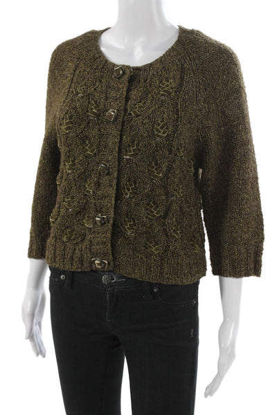 Cynthia Cynthia Steffe Womens Brown Geometric Cardigan 3/4 Sleeve Size L