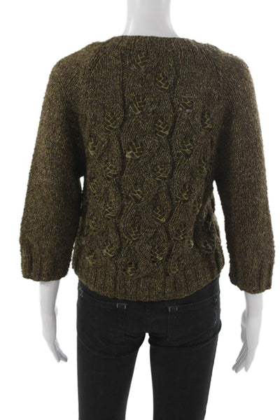 Cynthia Cynthia Steffe Womens Brown Geometric Cardigan 3/4 Sleeve Size L