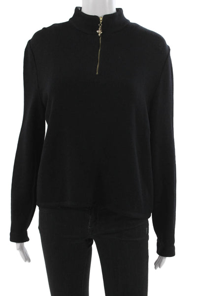 St. John Sport By Marie Gray Women Pullover Black Mock Neck Wool Rayon Size M