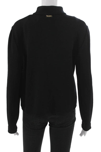 St. John Sport By Marie Gray Women Pullover Black Mock Neck Wool Rayon Size M