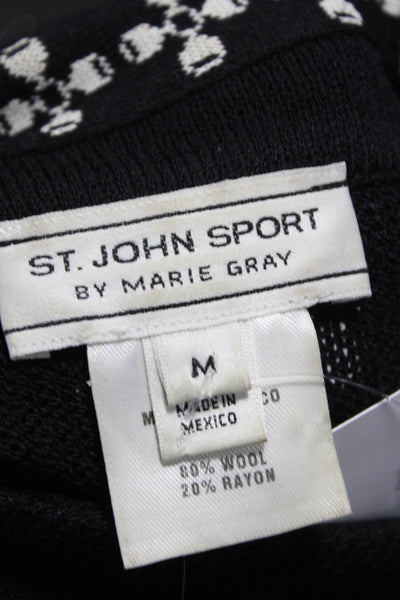 St. John Sport By Marie Gray Women Pullover Black Mock Neck Wool Rayon Size M