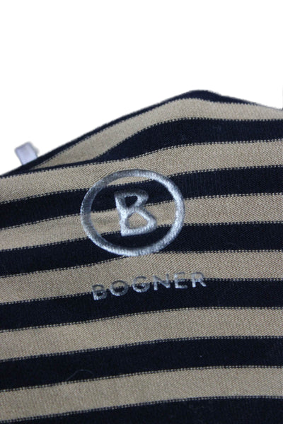 Bogner Womens Beige Striped Viscose Tunic Long Sleeve Boat Neck Size 12