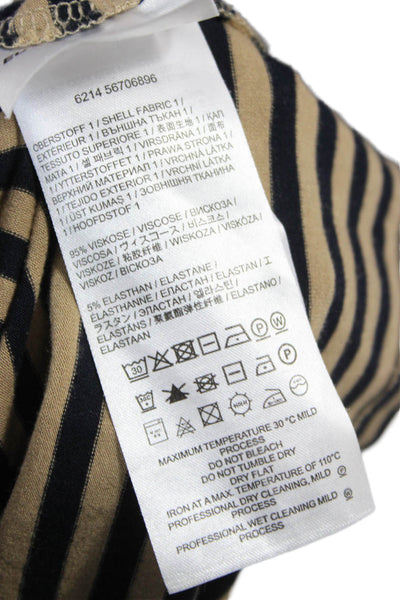 Bogner Womens Beige Striped Viscose Tunic Long Sleeve Boat Neck Size 12