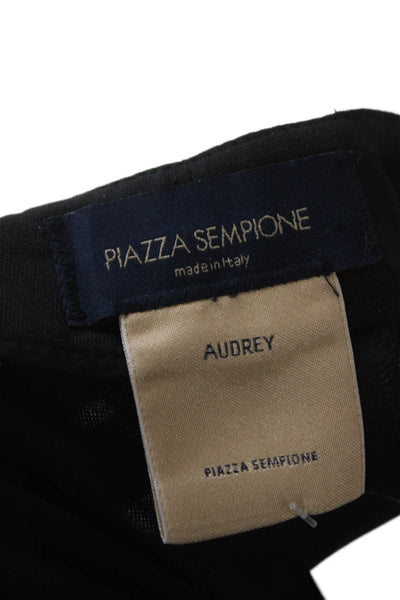 Piazza Sempione Unisex Cropped Black Silk Blend Pants Zip Size 48